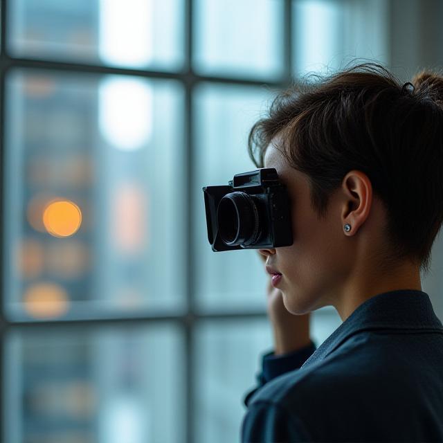 Student capturing a high-contrast architectural shot
