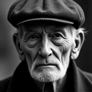 Moody black and white portrait of a local artisan